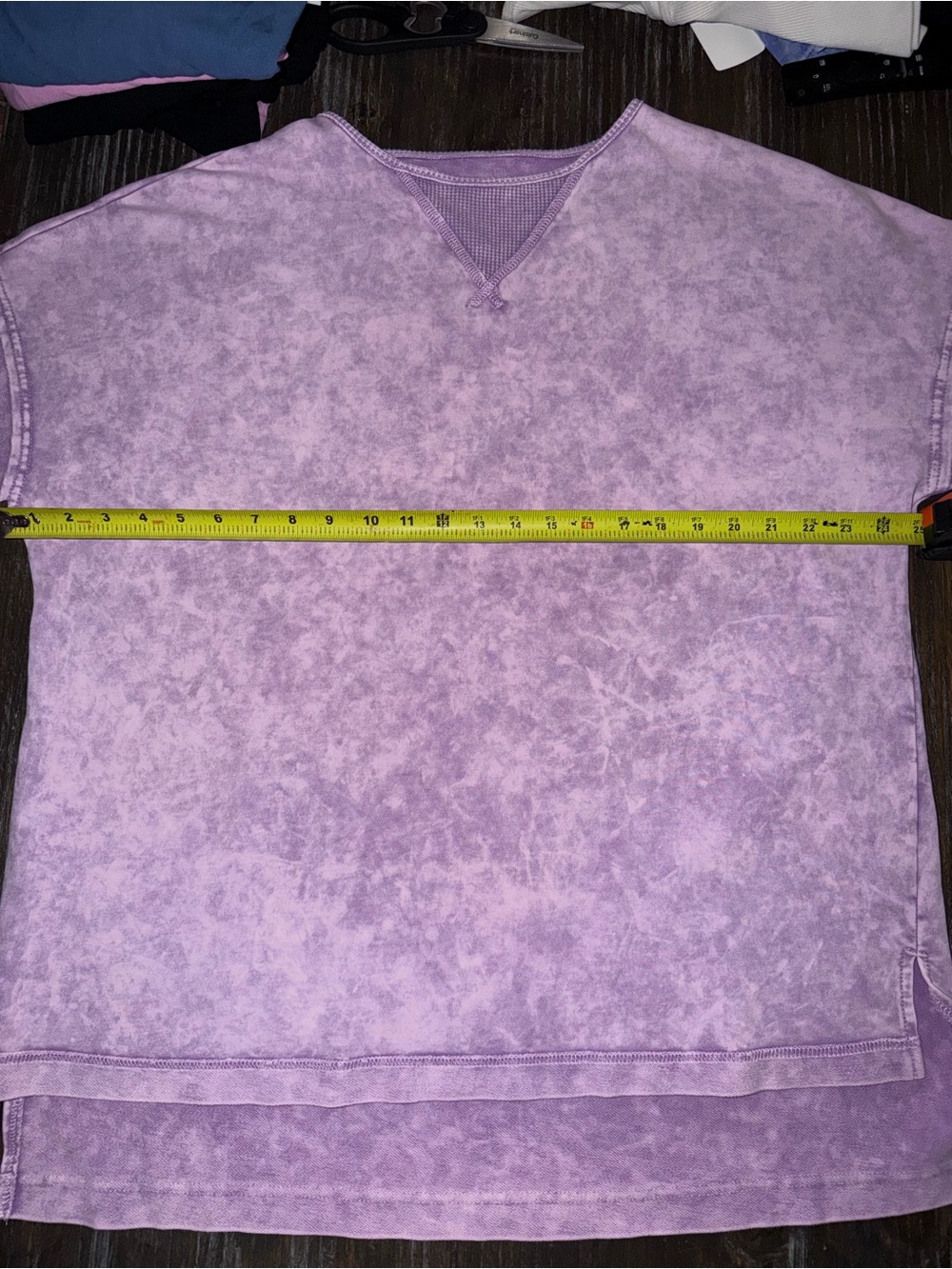 Women's Lavender Mineral-Wash Short Sleeve Top 1X - Picture 3 of 5